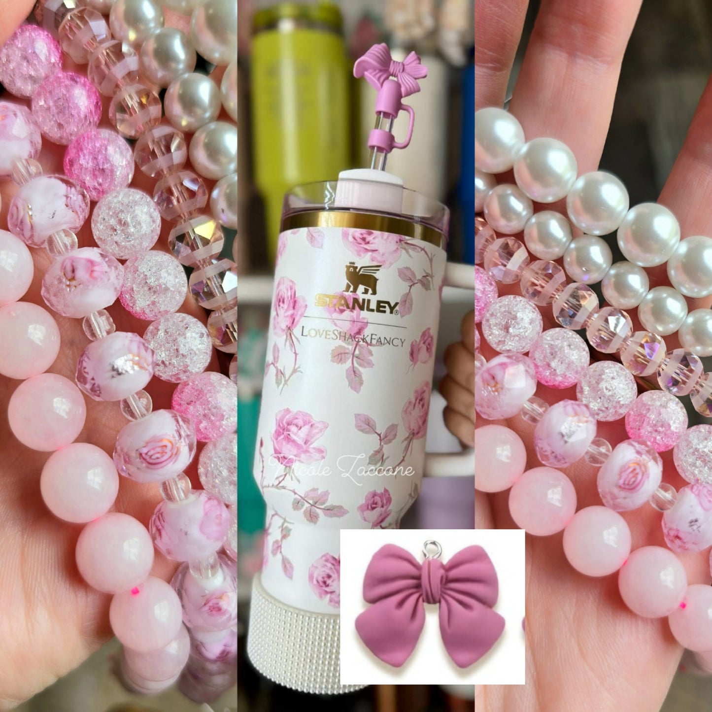Stanley Ribbon Rosa Luxury •Handle Charm•