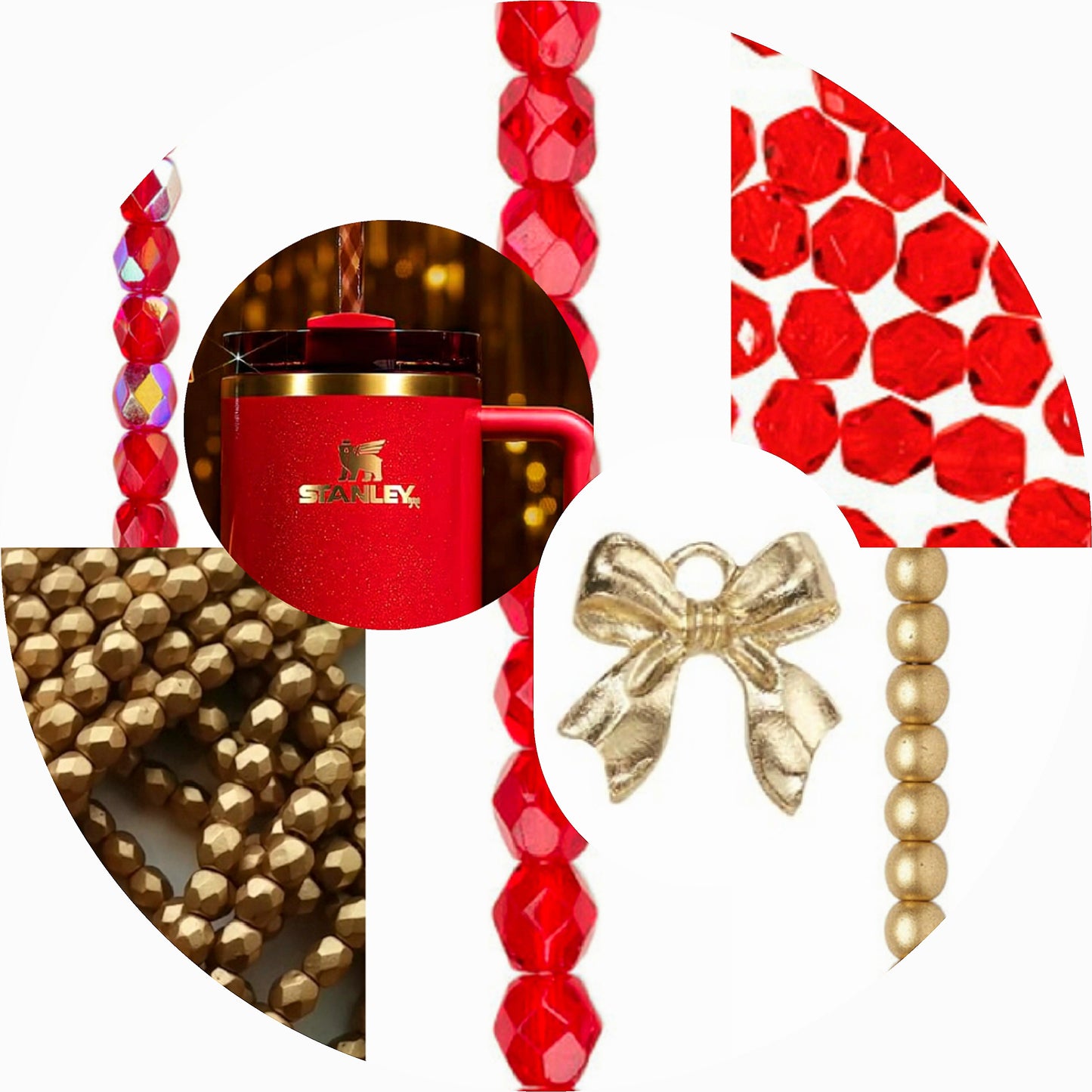 Stanley •Scarlet Tinsel• Luxury Bracelet Stack + Handle Charm Set