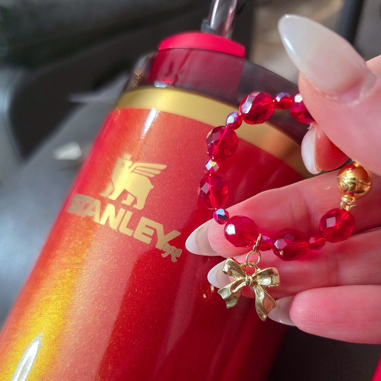 Stanley •Scarlet Tinsel• Luxury Bracelet Stack + Handle Charm Set