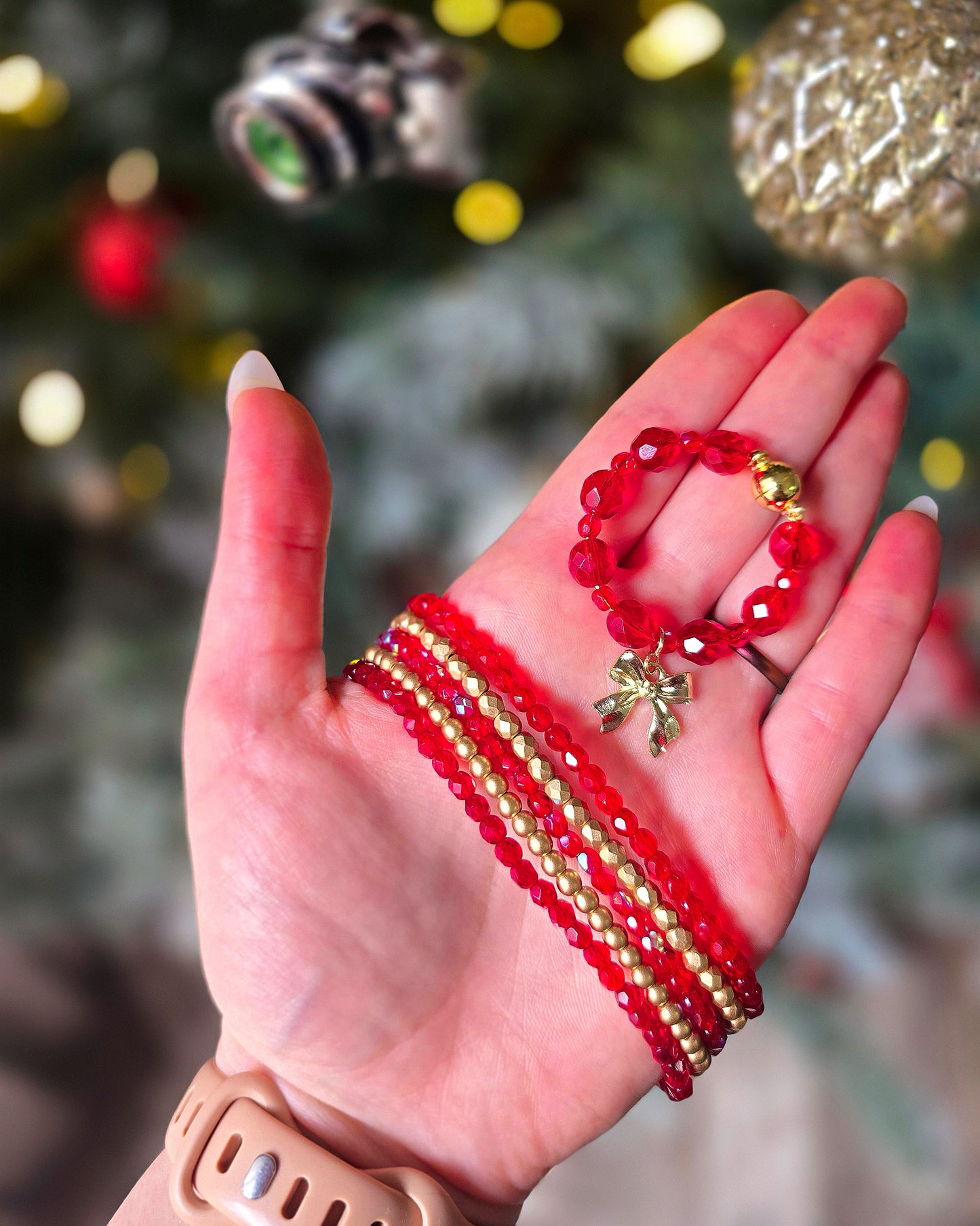 Stanley •Scarlet Tinsel• Luxury Bracelet Stack + Handle Charm Set