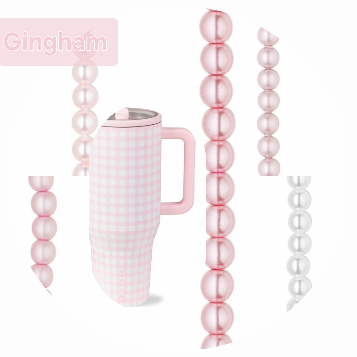 HydroJug •Gingham & Pearls• Luxury Bracelet Stack + Handle Charm